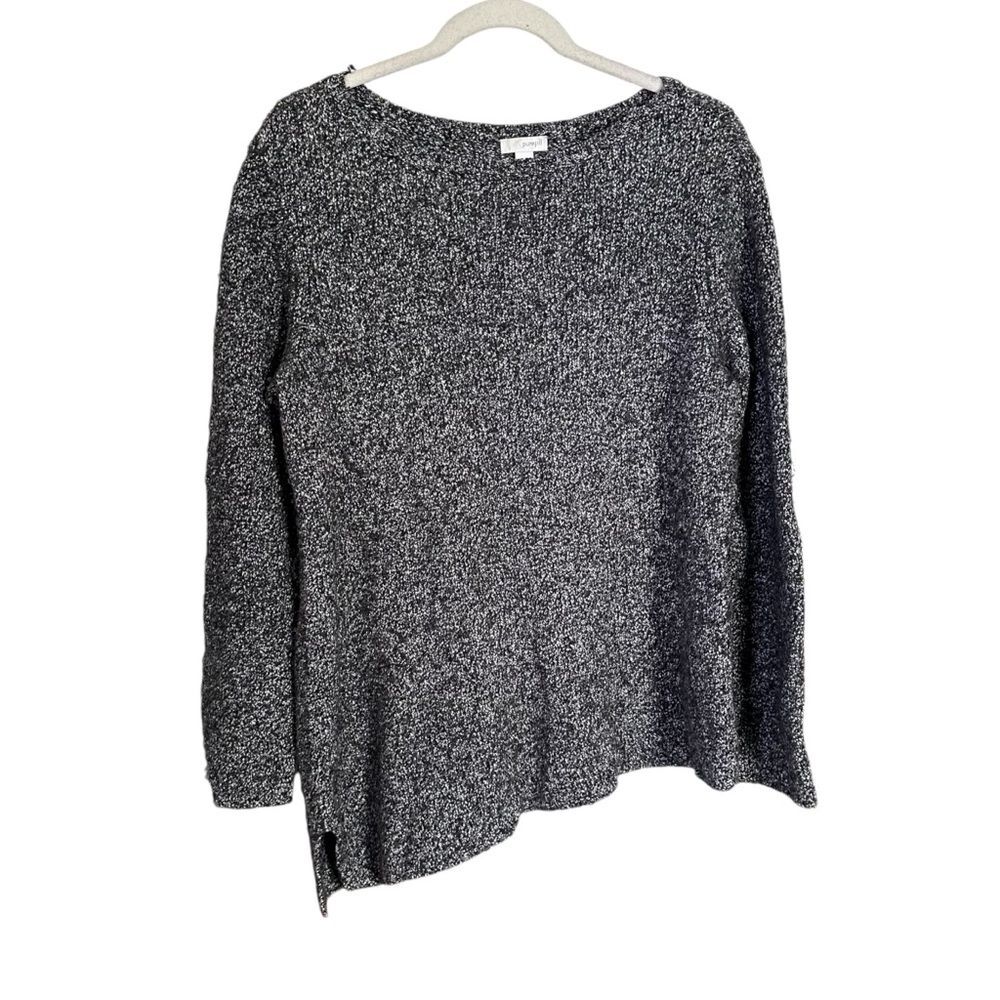 J. Jill Pure Jill Women’s Sz M Asymmetrical Hem Wool Blend Grey Marl Sweater